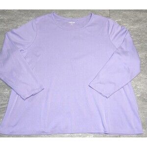 Lands End Shaped Fit 3X Cotton Long Sleeve Amethyst Purple Office Church Mature